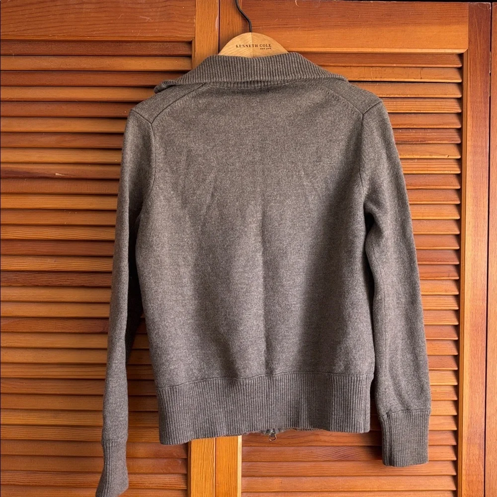 Banana Republic Modern Tipped Standing Collar Merino Wool Full‎ Zip Up Sweater S